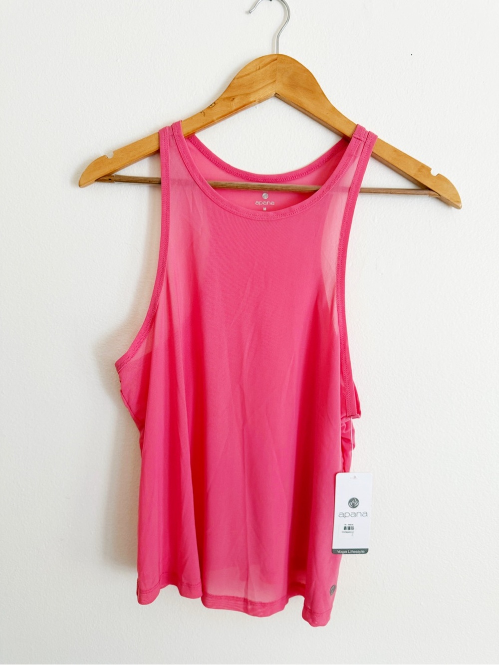 Apana Pink Sheer Athletic Tank Top Medium NWT